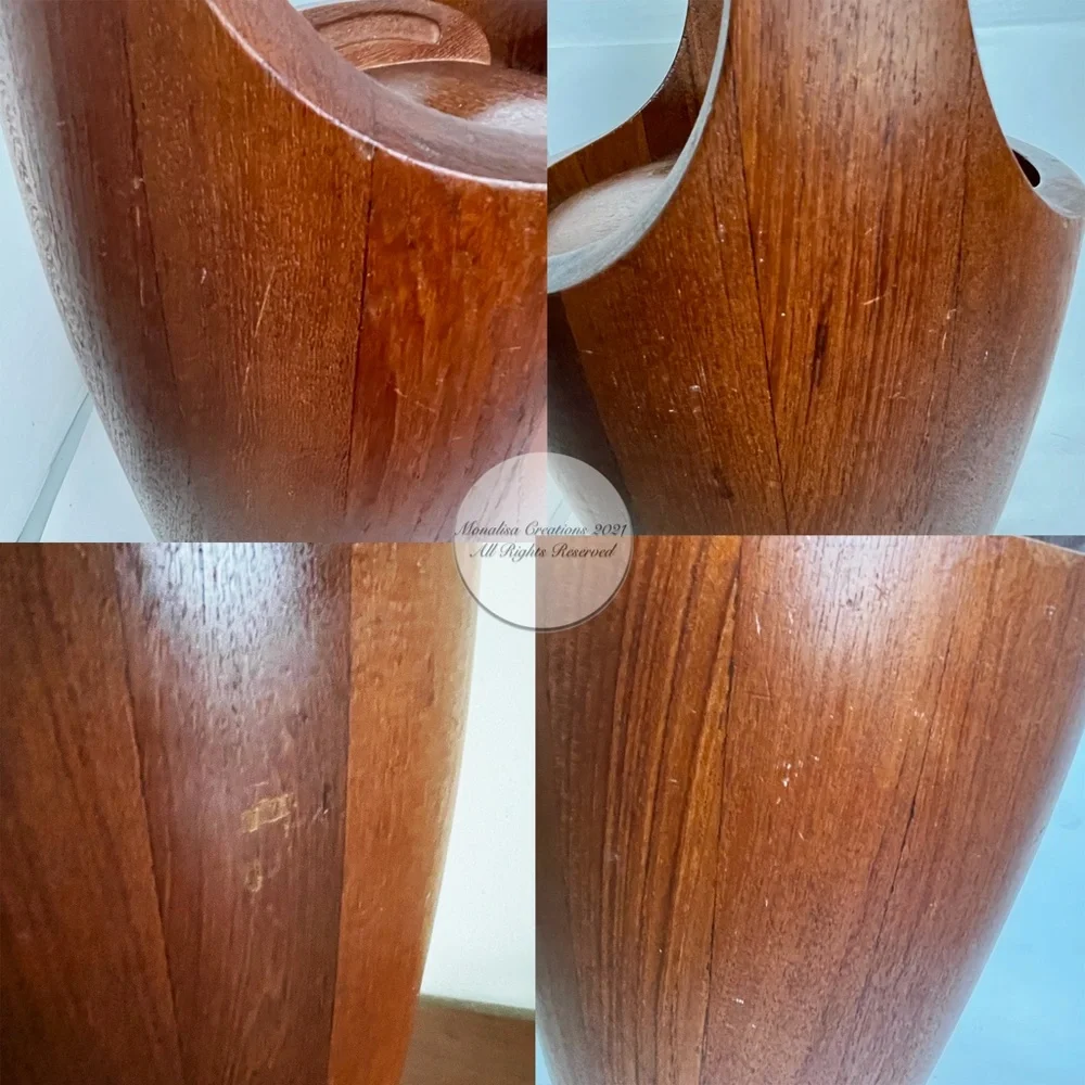 Dansk Ice Bucket + Lid Staved Teak Danish Mid Century Modern Vintage Barware